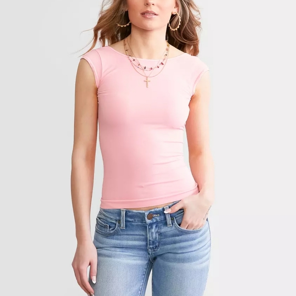 Free People Intimately Low Back Tee candy pink size medium- large NWT